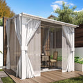 Multi-sizes Outdoor Pergolas with Sloped Roofs, Featuring Curtains and Mosquito Netting, Perfect for Patios, Clearance Sale on Small Wall-mounted Pergolas and Barbecue Pavilions, Heavy-duty Metal Awnings for Carports, Ideal for Patios, White