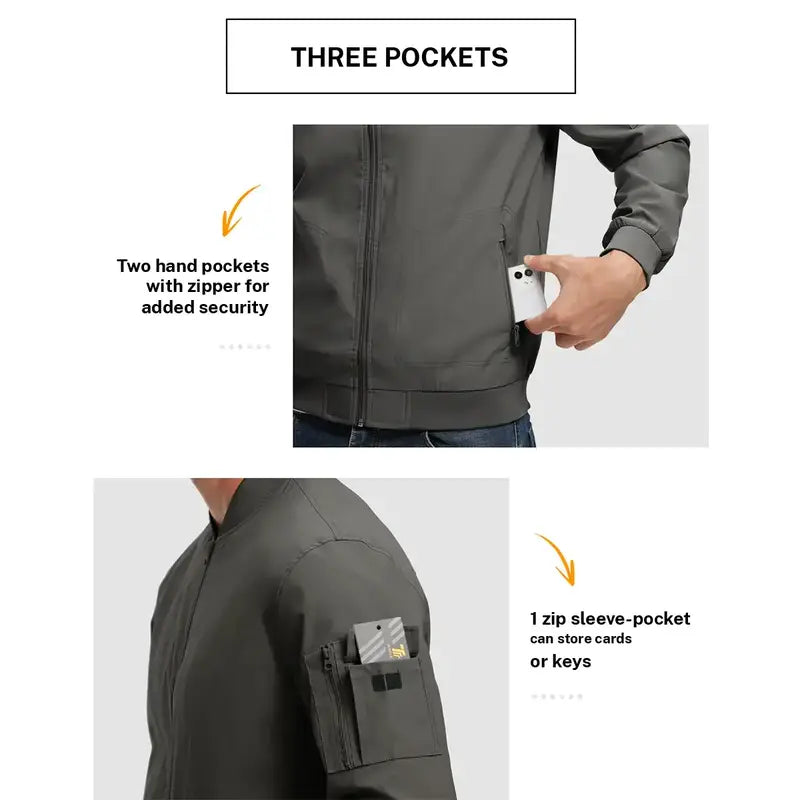 GOPUNE Menswear【Plus Size,S-XXXXL】Flight Jacket Lightweight Bomber Jacket Track Coat Casual Windbreaker Fall Zip Up Coat with 5 Pockets For Outdoor Work Spring and Fall Outfits