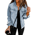 EVALESS Women's Casual Short Jean Jackets Non Stretch Distressed Ripped Boyfriend Washed Coats Lapel Long Sleeve Denim Jacket Outwear Tops 2026 Womenswear Spring Winter Outfits Deals For You Days summer outfits,back to school,back to school shoppi...