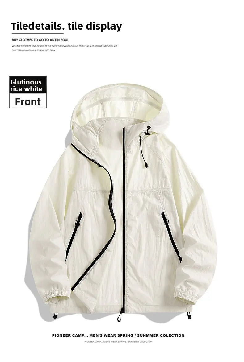 2026 Summer Hooded Sunscreen Clothing Skin Clothes Men's Summer Ultra Thin Breathable Outdoor Fishing Skin Windbreaker Fishing Sunscreen Coat