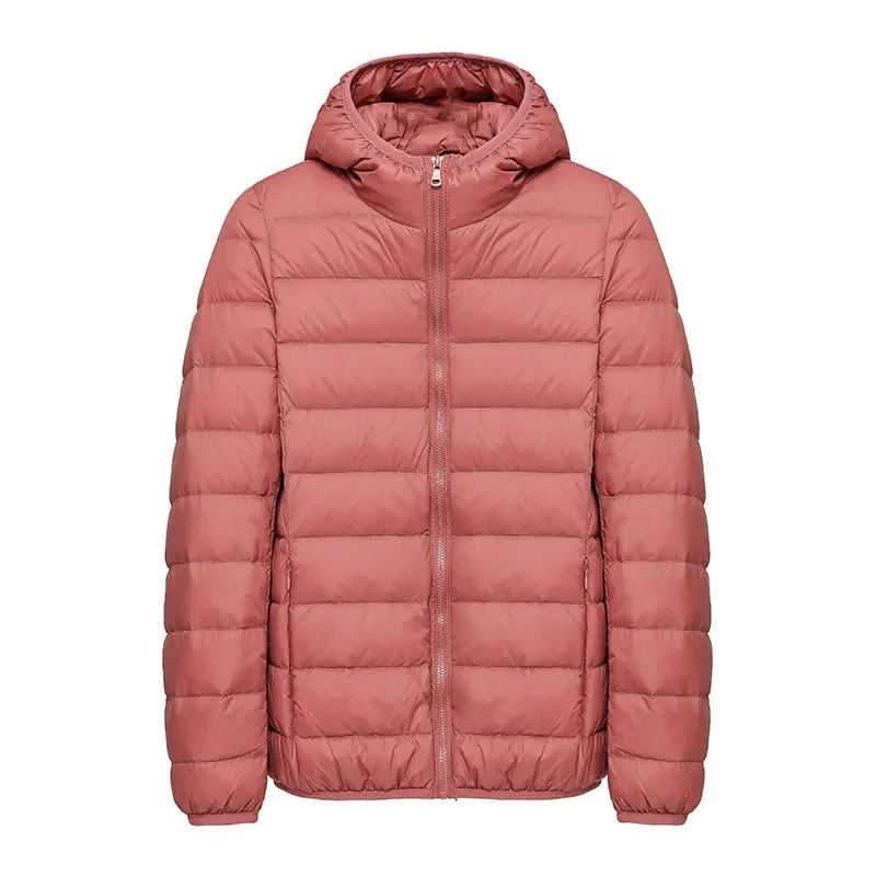 Clean Gent women’s winter down jacket, 90% white duckdown content, casual slim-fit hooded outerwear with pockets, lightweight and warm for autumn/winter commuting, new arrival for fall