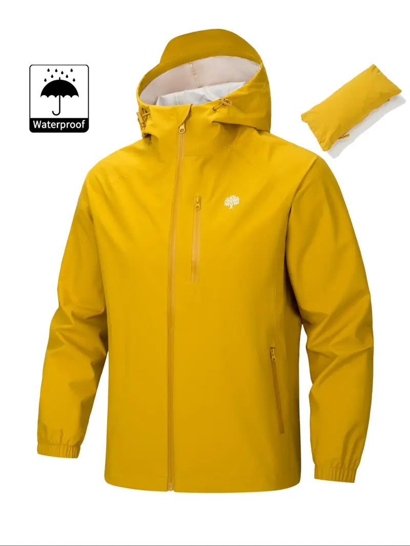 Men's Casual Sporty Hooded Jacket, Long Sleeve with Zipper & Pockets, Windproof & Waterproof, Lightweight & Soft, Ideal for Hiking, Cycling & Camping, Outerwear, Sports Casual Jacket