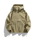 ZMZY Men's Half-Zip Jacket Lightweight Hooded Casual Outdoor Windbreaker, All-Season Oversized Relaxed Fit Coat with Drawstring Hem & Side Pockets for Teen Adults, Work Streetwear Style