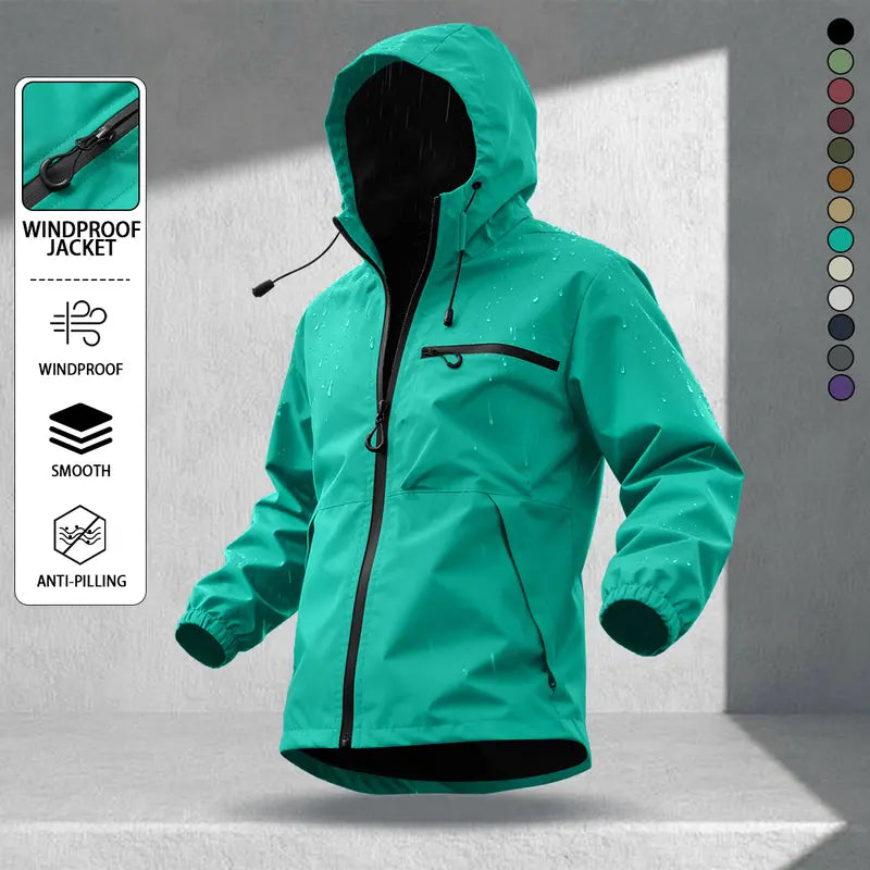 Men's casual hooded jacket, fashionable multi-purpose outdoor casual windproof and waterproof jacket with adjustable hat design, waterproof and wear-resistant surface design, suitable for daily commuting, cycling, park camping, clock in time, suit...
