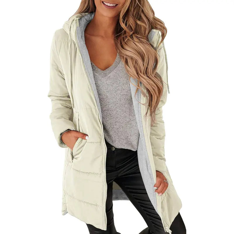 Imily Bela Womens Warm Puffer Down Jacket Hooded Winter Lightweight Mid Quilted Coat with Pockets