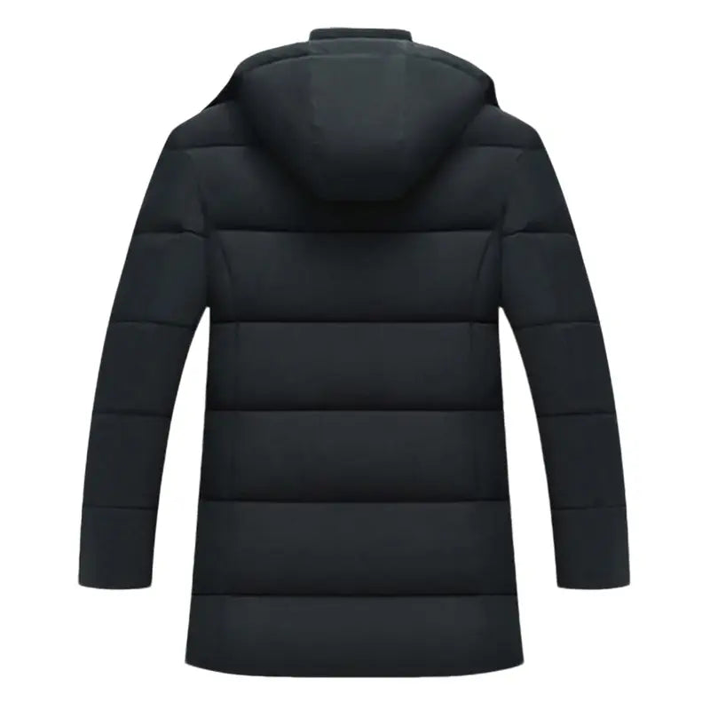 Men's Mid-Length Padded Casual Fashionable Jacket - Menswear Tops, Longsleeves, Detachable Hood, Windproof, Winter Warm-Lined, Plain Polyester, Pull-On, Lightweight Daily Outerwear