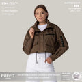 PUFFIT STM-TEX Elevated Cropped Detachable-hood Rain Jacket With Drawstring Hem,WaterProof,Stain Resistant,Windproof,Women's Rain Jacket,Breathable Stylish,Inner Pocket Design,Outdoor Sport,Windbreaker,School Running,Womenswear,,Fall,Winter,2026 S...