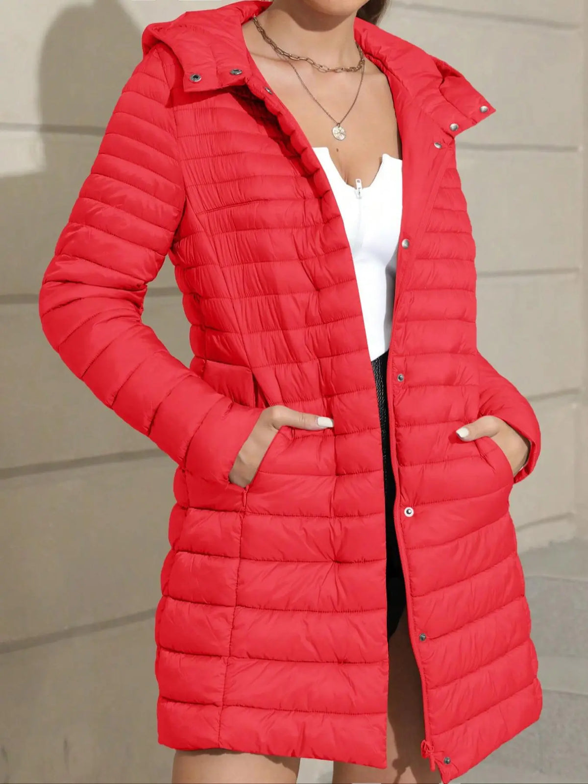 Women's Puffer Hooded Jacket, Casual Warm Lightweight Woven Basic Coat with Pockets, Fall Winter Fashion Outerwear Simple Design for Daily Wear