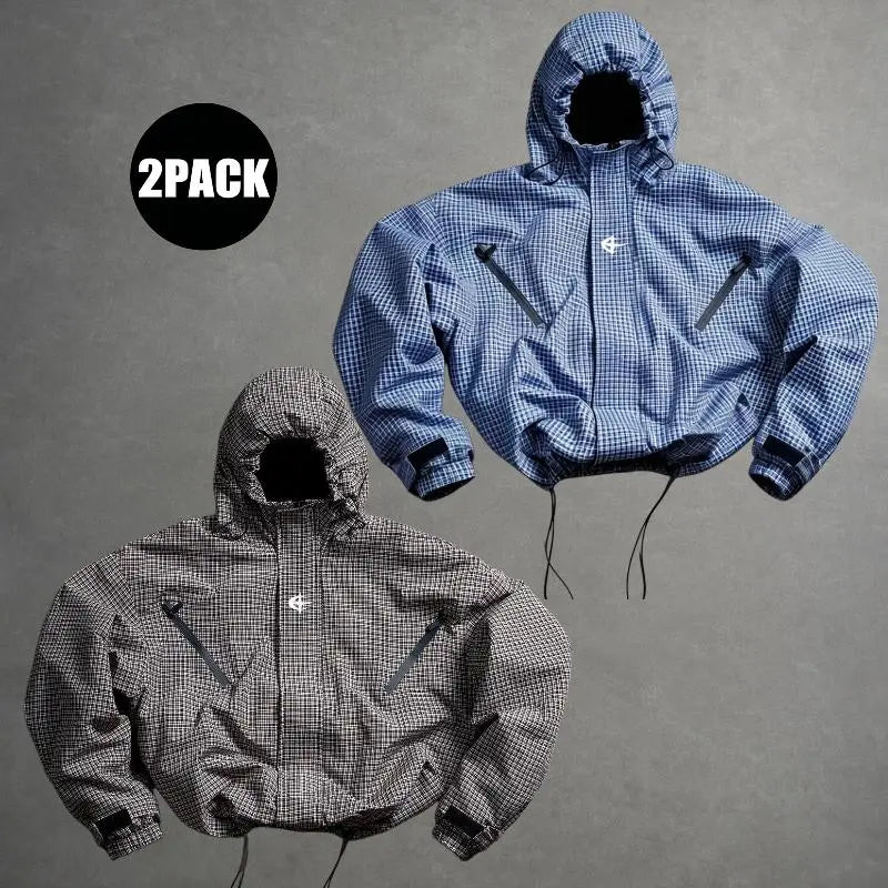 Men's Lightweight Hooded Windbreaker Coat - Khaki Menswear Tops, Stylish Sports Outerwear for Casual Athletic Running & Hiking