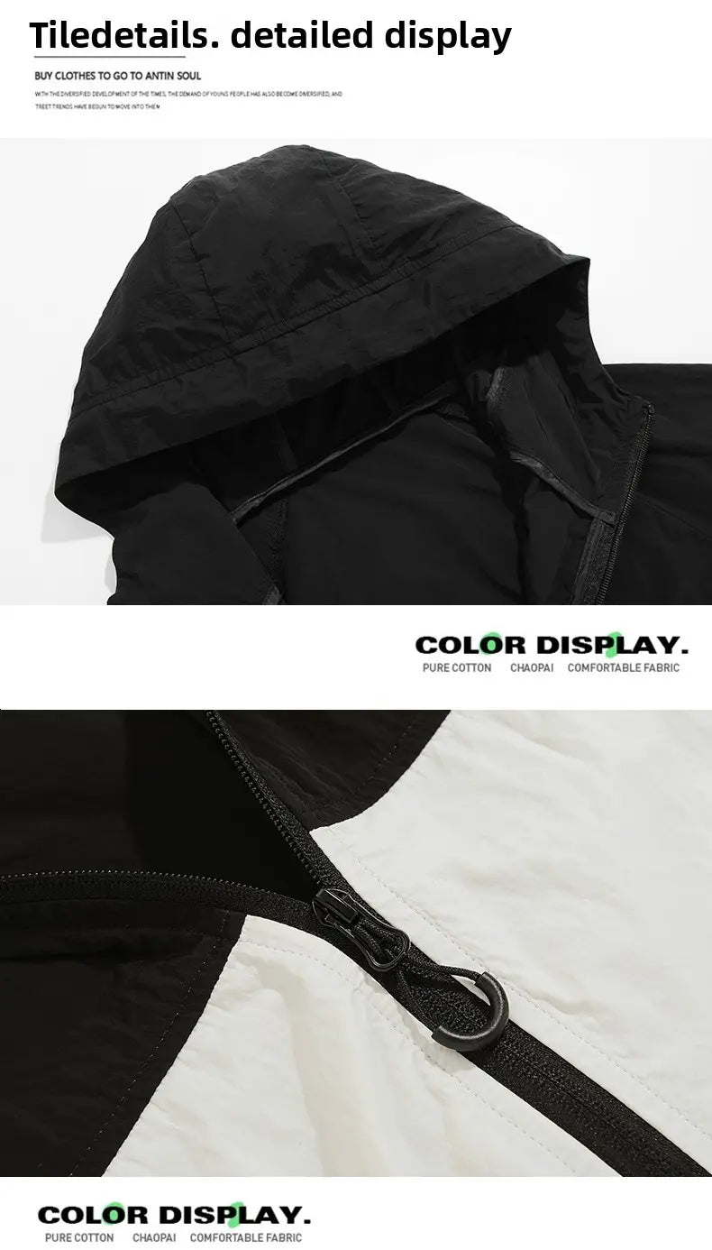 2026 Summer Hooded Sunscreen Clothing Skin Clothes Men's Summer Ultra Thin Breathable Outdoor Fishing Skin Windbreaker Fishing Sunscreen Coat
