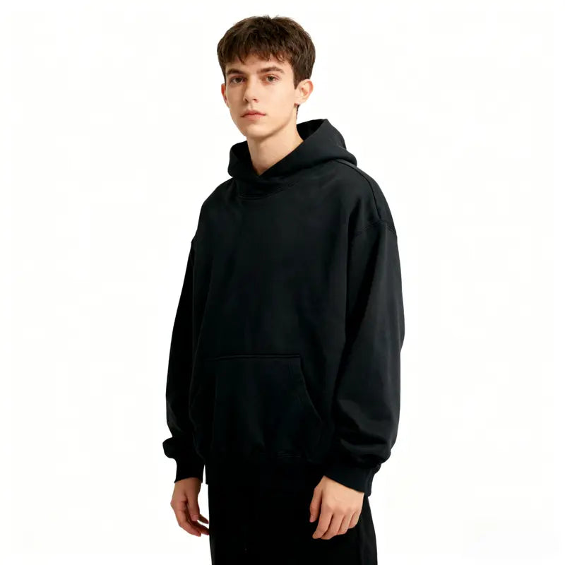 Men's Cotton-Poly Plain Solid Casual Long-Sleeve Fitted Pullover Hoodie - Soft, Breathable, Skin-Friendly, Lightweight, Machine-Washable Minimalist All-Seasons Streetwear Top