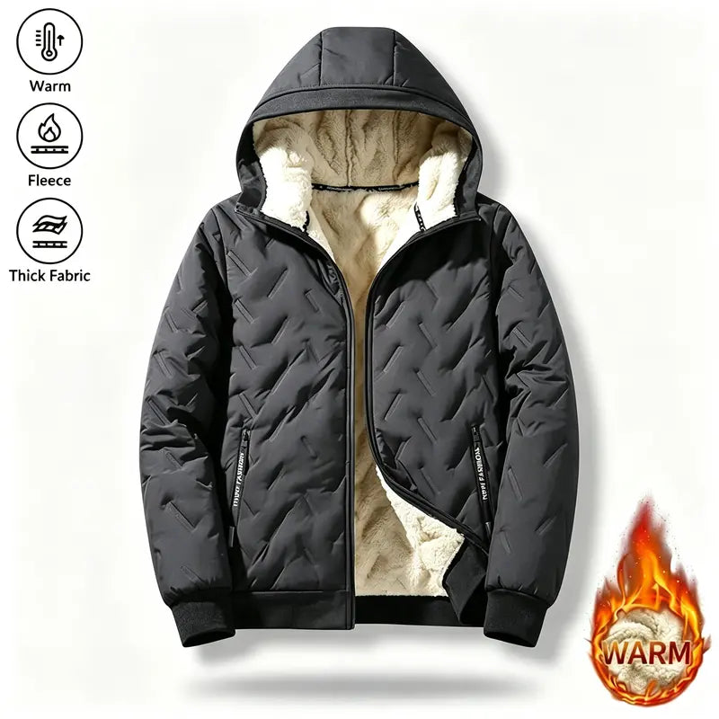 Men's Solid Polyester Lightweight Casual Jacket - Warm Fleece Lining, Fitted Regular Fit, Winter Outerwear