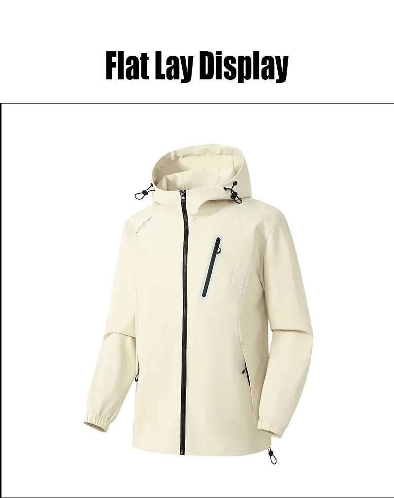 Men’s lightweight, breathable hooded jacket with zippered pockets, available in multiple colors, suitable for men’s everyday wear and as a top jacket.