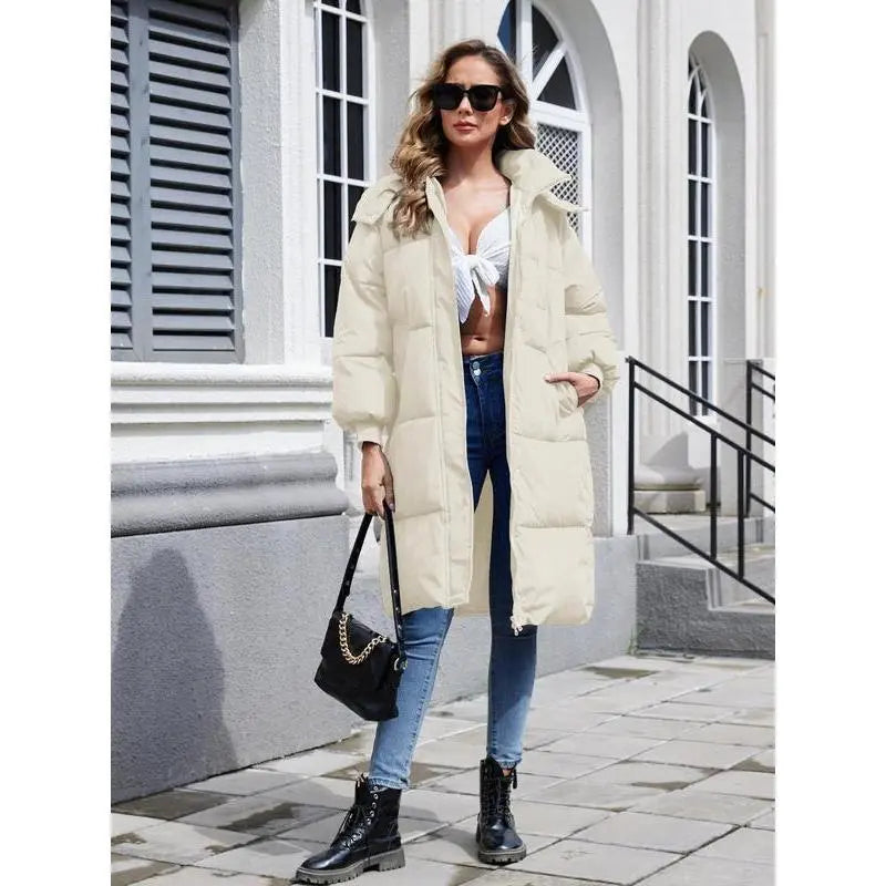 VVZ Women's Pink Button Front Full Zip Up Coat Trendy Warm Raglan Sleeve Outerwear for Daily Wear Puffer Jacket Hooded Coat Essential Winter Clothing Piece Style Tops Twist