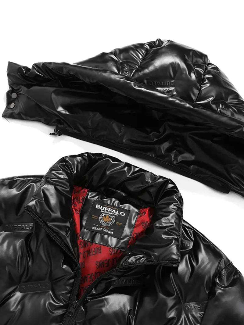 1 Pack Oversized Shiny Puffer Jacket TikTok Viral Streetwear Windproof Insulated Hooded Coat for Men Women Daily & Outdoor Casual Jacket Coat