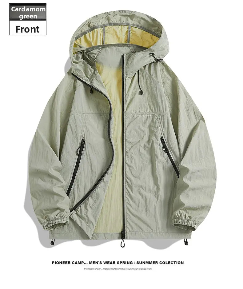 2026 Summer Hooded Sunscreen Clothing Skin Clothes Men's Summer Ultra Thin Breathable Outdoor Fishing Skin Windbreaker Fishing Sunscreen Coat