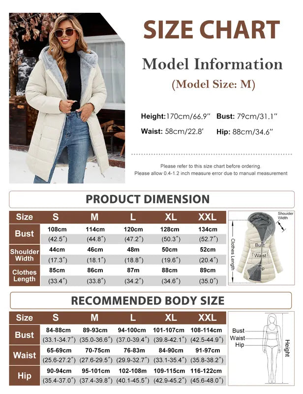 Women's Winter Thickened Down Jacket Warm Long Puffer Coat Fleece Lined Parka Outerwear with Faux Fur Hood Tops Womenswear Long Sleeve
