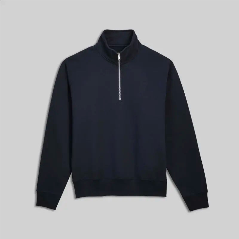 Men's Cotton Blend Quarter Zip Sweatshirt - Plain, Thick Soft, Casual Athletic Streetwear Long Sleeve Pullover with Pocket, Classy Drape Outfit