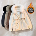 Women's Sports Down Coat, Casual Long-Sleeve Thick Layer Plain Clothes, Fleece-Lined Fitted Collared Warm Outdoor Daily Outerwear, Black Essential Sport & Outdoor Apparel