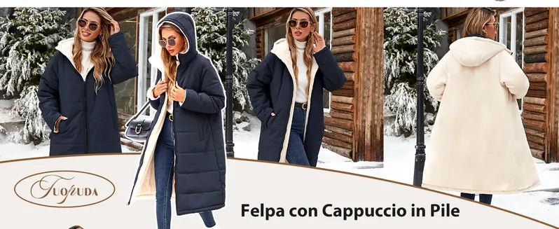 【Pre‑Season Price】HEEKPEK Women's Oversized Sherpa Fleece Lined Long Hooded Puffer Coat - Long Sleeve, Windproof, Waterproof, Insulated, Basic, Casual, Athletic, Outdoors Waterproof Wear