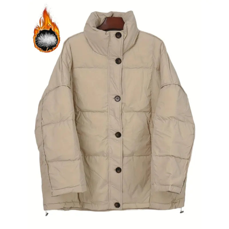 Women's Oversized White duck down Coat - Elegant Winter Warmth, 240gsm Heavyweight Winter Jacket, Solid Green (or other colors available) with White Duck White duck down Filling, Structured Fit for Fall & Winter, Hand Washable, Available, Versatil...