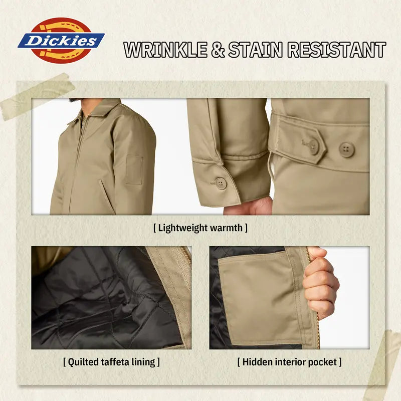 Dickies | TJ15 Insulated Eisenhower Jacket, Full Zip Work Jacket, Full Zip Work Jacket, Men's Workwear, Lightweight Warmth, Wrinkle-Resistant, Stain-Resistant, Easy-Care Finish, Hidden Interior Pocket, Pairs With 874 Pants
