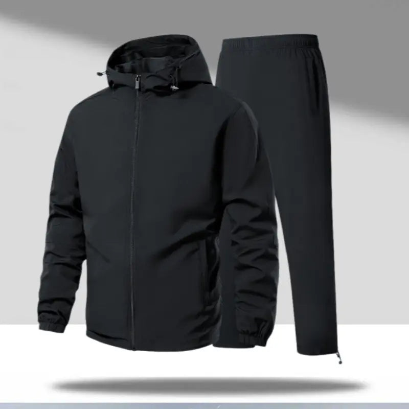 Men’s Unisex 2 Piece Sporty Clothing Set Hooded Long Sleeve Jacket & Below the Ankle Long Pants, Adjustable Hood, Breathable Wind Fabric, Elastic Cuffs, Lightweight Drawstring, All Seasons, for Sport Lover Lifestyle Hiking