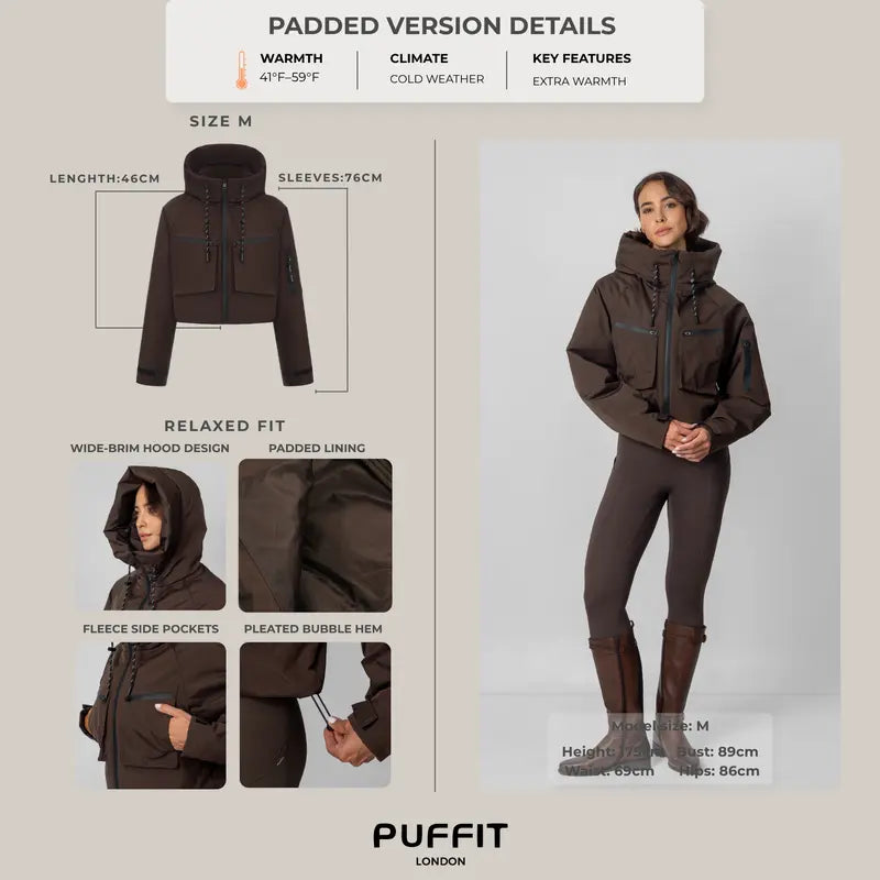 PUFFIT STM-TEX Elevated Cropped Detachable-hood Rain Jacket With Drawstring Hem,WaterProof,Stain Resistant,Windproof,Women's Rain Jacket,Breathable Stylish,Inner Pocket Design,Outdoor Sport,Windbreaker,School Running,Womenswear,,Fall,Winter,2026 S...