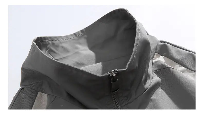 Men's Color Block Stand Collar Track Jacket, Full Zip Loose Fit Windbreaker, Breathable Easy Care Skin-Friendly Casual Streetwear Outerwear for Spring Fall Daily Wear