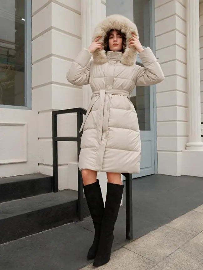 Autumn And Winter New Large Long-Sleeved Fashion Solid Color Hooded Coat White Duck Down Jacket Autumn And Winter Coat Warm Coat Autumn And Winter New Coat Women'S Down Jacket Women'S Autumn And Winter Coat Women'S Autumn And Winter Jacket Autumn an