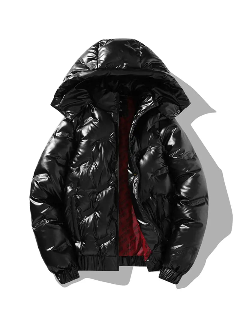 1 Pack Oversized Shiny Puffer Jacket TikTok Viral Streetwear Windproof Insulated Hooded Coat for Men Women Daily & Outdoor Casual Jacket Coat