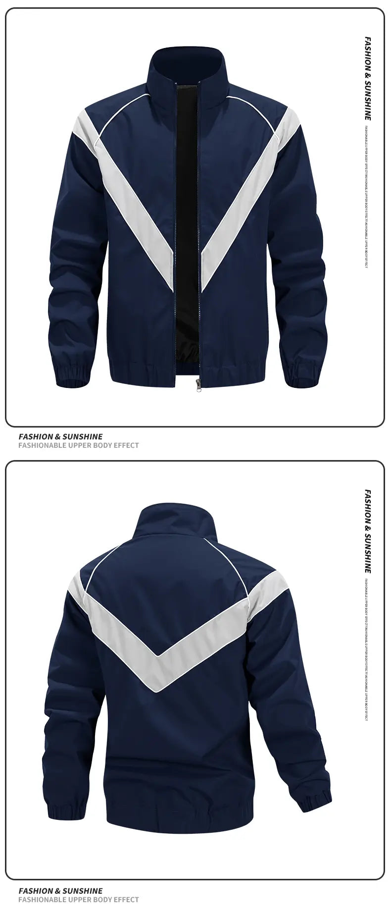 Men's Casual Stand Collar Jacket Features contrasting color trim detailing Windproof and abrasion-resistant surface Ideal for cycling, streetwear, and everyday casual wear Perfect layering piece for outerwear Streetwear apparel Coats Long Sleeve M...