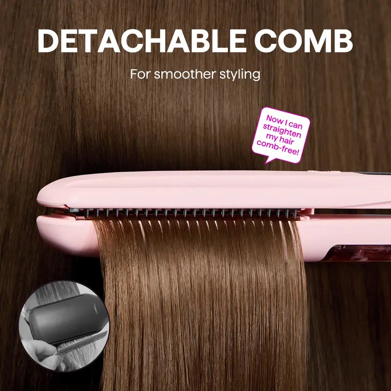 Wavytalk Steam Sesh Hair Straightener and Smooth Barrier Heat Protectant Spray Set, Hair Products, Silky Straight Hair