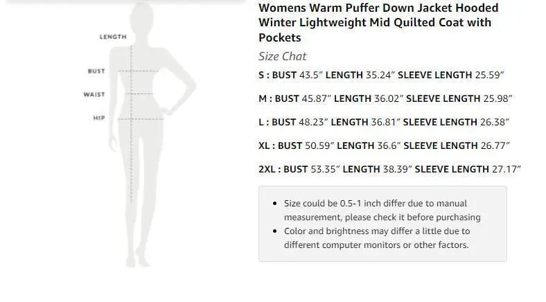 Imily Bela Womens Warm Puffer Down Jacket Hooded Winter Casual Lightweight Mid Quilted Coat with Pockets