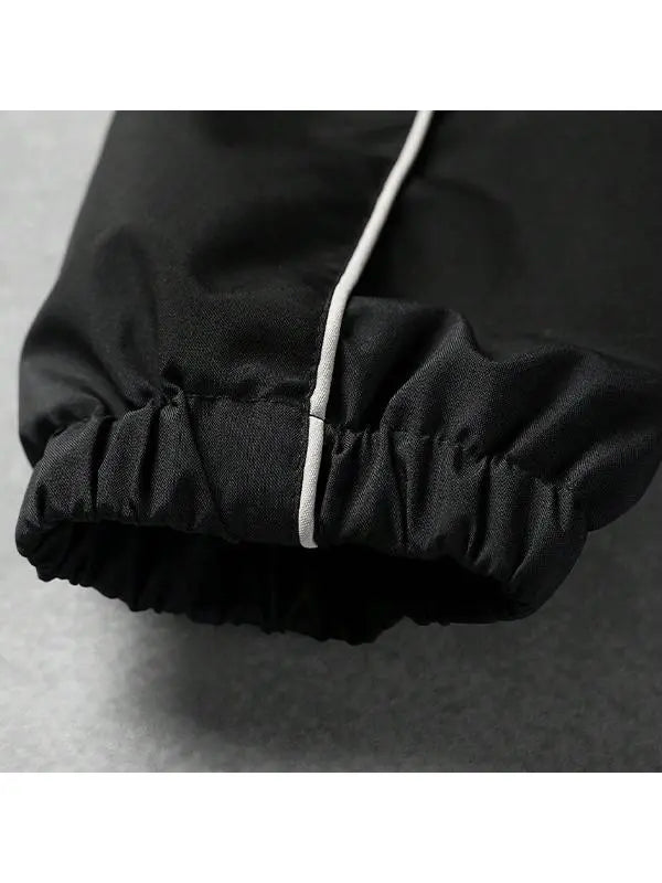 Men's Reflective Lettered 2-Piece Windbreaker Tracksuit - Male Clothing, Drawstring Hood, Elasticated Cuffs, Windproof, Suitable for Spring/Autumn Commuting, Night Running