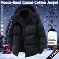 Men's Stylish Woven Color Block Padded Puffer Quilted Coat - Warm Fleece-Lined, Windproof Winter Outerwear with Removable Hood, Casual Jacket