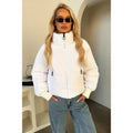 That's So Fetch Men's Long Plain Zip-Front Cuffed Ribbed Soft-Style Ajax Puffer Jacket, White, Comfy Casual Tops & Coats, Sleeved Menswear Outerwear