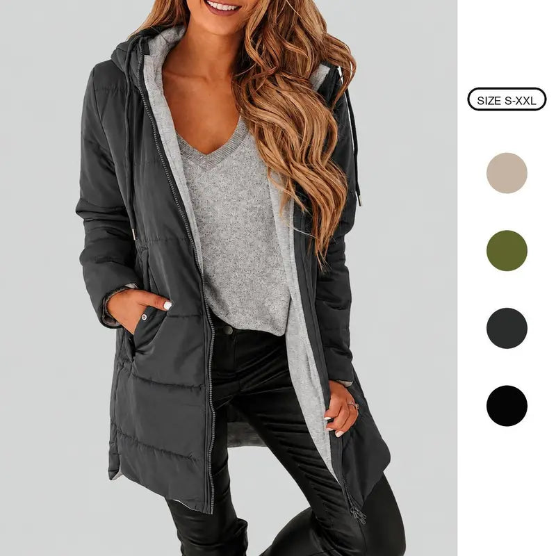 Imily Bela Womens Warm Puffer Down Jacket Hooded Winter Casual Lightweight Mid Quilted Coat with Pockets