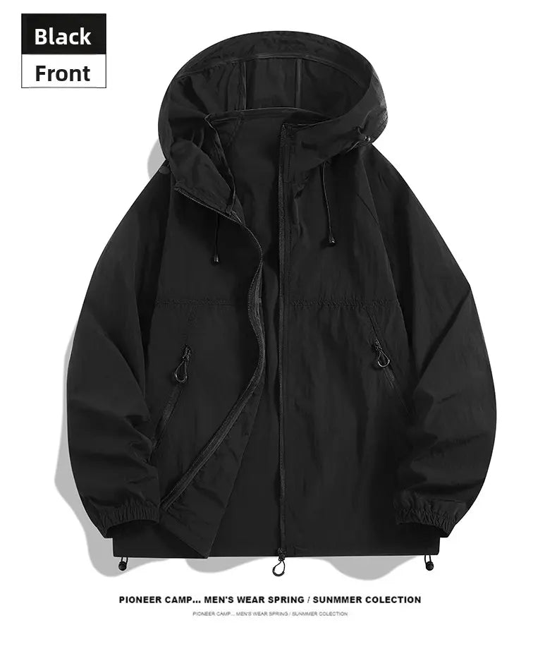 2026 Summer Hooded Sunscreen Clothing Skin Clothes Men's Summer Ultra Thin Breathable Outdoor Fishing Skin Windbreaker Fishing Sunscreen Coat