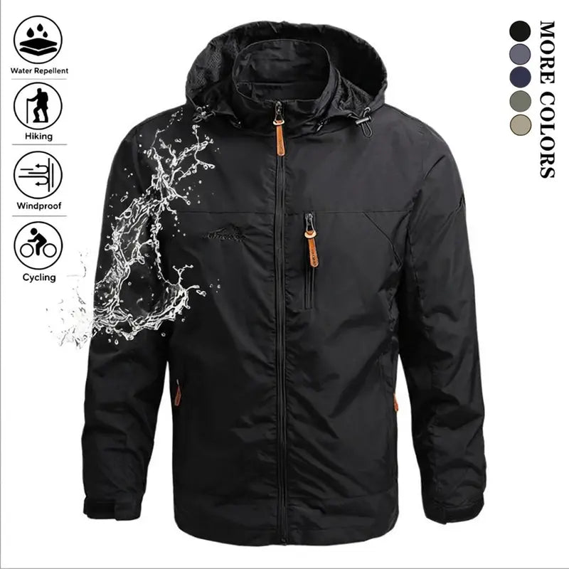 Men's Lightweight Army Green Polyamine Windbreaker Coat, Stylish Detachable Hooded Zipper Multi-Pocket Menswear for Hiking, Spring Autumn Daily Outdoor Use (Lightweight Casual Coats Included)