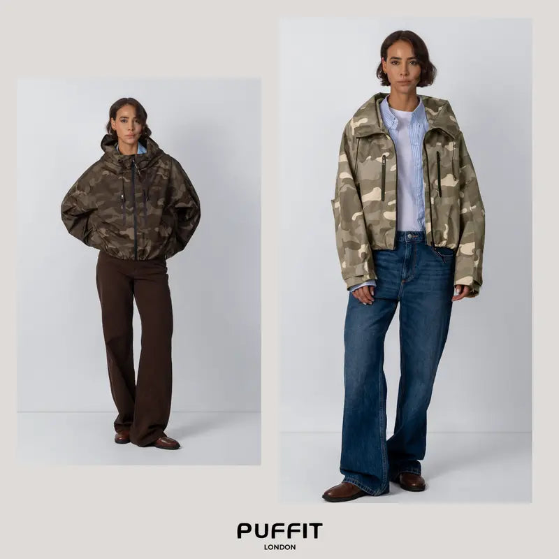 【Restocked】PUFFIT STM-TEX Short One-Size Rain Jacket With Pleated Hem,Hooded Jacket,Waterproof Jacket,Women Jacket,Wide-Brim Hood,Adjustable Cuffs,Zips,Outdoor Sport,Windbreaker,Fall,Winter,Dog Walking,School Running,Stylish,Womenswear,2026 Shopping