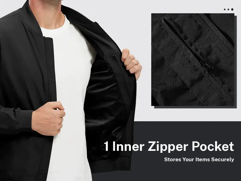 GOPUNE Menswear【Plus Size,S-XXXXL】Flight Jacket Lightweight Bomber Jacket Track Coat Casual Windbreaker Fall Zip Up Coat with 5 Pockets For Outdoor Work Spring and Fall Outfits