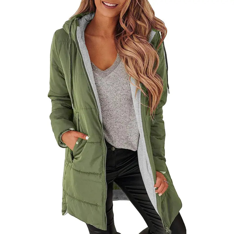Imily Bela Womens Warm Puffer Down Jacket Hooded Winter Lightweight Mid Quilted Coat with Pockets