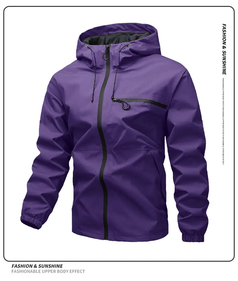 Men's casual hooded jacket, fashionable multi-purpose outdoor casual windproof and waterproof jacket with adjustable hat design, waterproof and wear-resistant surface design, suitable for daily commuting, cycling, park camping, clock in time, suit...