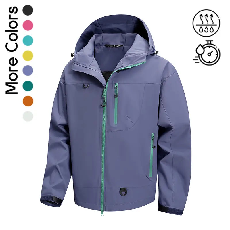 Men's Plain Polyester Long Sleeve Multi-Color Hooded Outdoor Coat - Splash-Proof, Windproof, Breathable, Lightweight, Tear-Resistant Windbreaker - Versatile Menswear Outerwear for Mountaineering, Daily Commuting