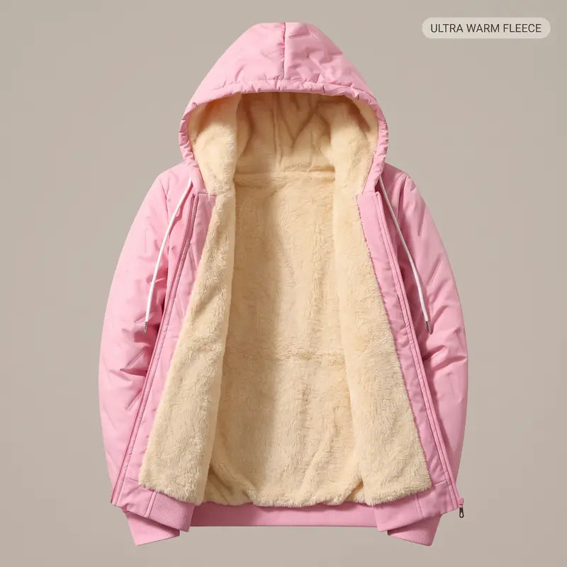 【JOGWAVE】Women’s Thick Padded Full-Zip Hooded Jacket | Windproof & Warm Winter Heavyweight Coat XS-2XL