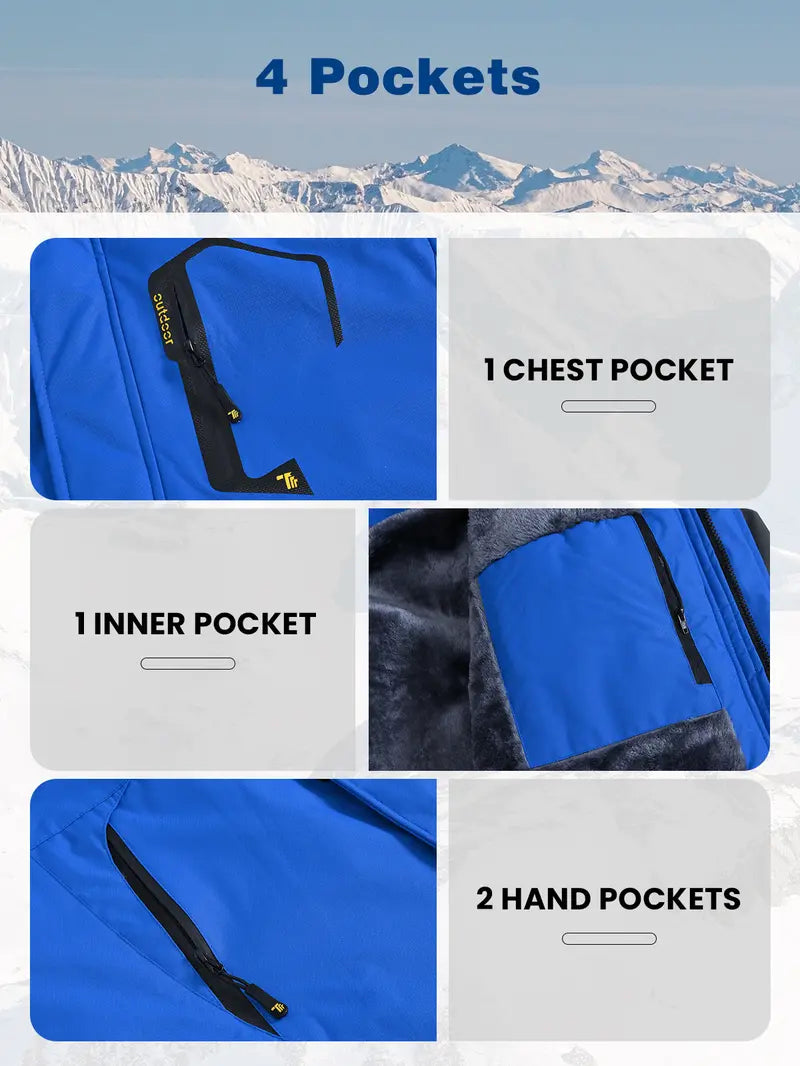【Creator's Pick】GOPUNE Men's Ski Snow Jacket Waterproof Insulated Fleece Outdoor Mountain Hooded Winter Coat Sporty Breathable Outerwear big tall men clothing Size up to5XL #Christmas gift #RED GREEN