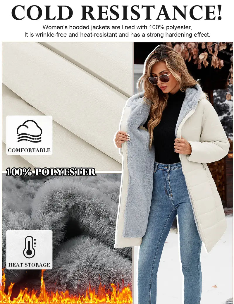 【Restock】HEEKPEK Women's Hooded Long Sleeve Medium Length Down Jacket - Jackets for Women, Windproof Shell, Waterproof Coat, Slim Fit Ski Coat for Daily Commutes, Basic Style Casual Top #outdoorfun