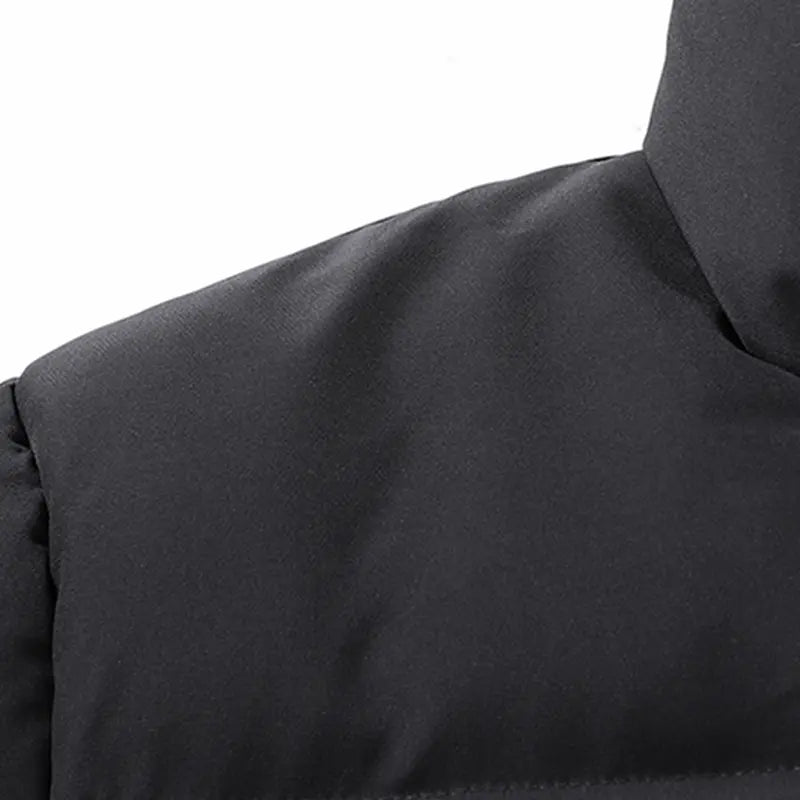 Men's Plain Fitted Long-Sleeve Windproof Stand-Collar Jacket - Zipper Closure, Cold-Weather Outerwear, S Size
