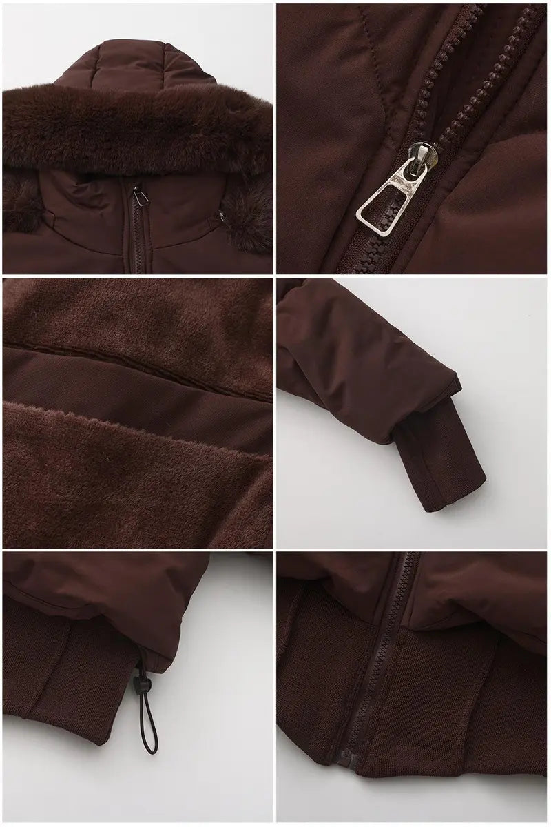 BIGWIG 2025 Fashion Women's Long-Sleeved Short Hooded Down Jacket - Fitted Stand-Up Collar, Quilted Filling, Zipper Closure, Basic Parka for Autumn-Winter Outings, New Year No Excess Bulk Design